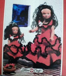 14''MOTHER,8'' DOLL CROCHET SPANISH FLAMENCO DRESS,SHOES,MANTILLA